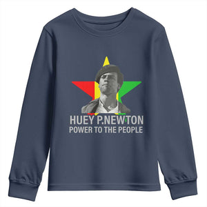 Huey P.Newton Power To The People Youth Sweatshirt Black Panther Party Black History Month TS11 Navy Print Your Wear