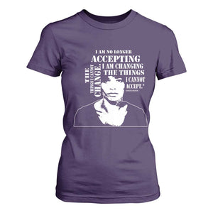 Angela Davis Quotes T Shirt For Women I Am No Longer Accepting The Things I Cannot Change Black History Month TS11 Purple Print Your Wear