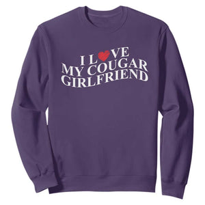 Funny I Love My Cougar Girlfriend Sweatshirt Boyfriend Valentines Couple Matching TS11 Purple Print Your Wear