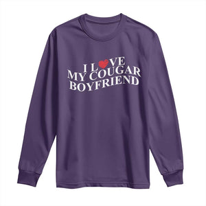 Funny I Love My Cougar Boyfriend Long Sleeve Shirt Girlfriend Valentines Couple Matching TS11 Purple Print Your Wear