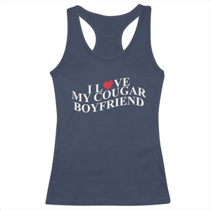 Funny I Love My Cougar Boyfriend Racerback Tank Top Girlfriend Valentines Couple Matching TS11 Navy Print Your Wear