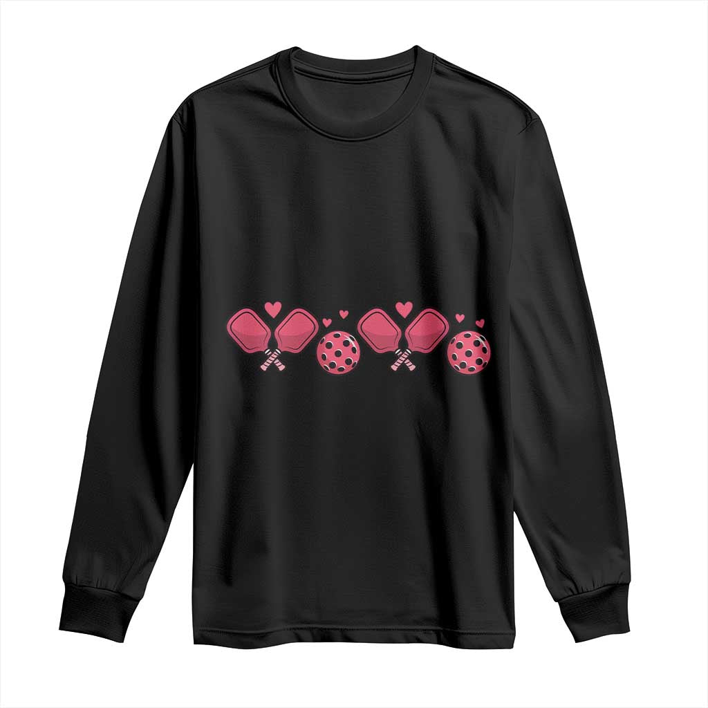 Funny Valentine's Day Xoxo Pink Pickleball Long Sleeve Shirt TS11 Black Print Your Wear