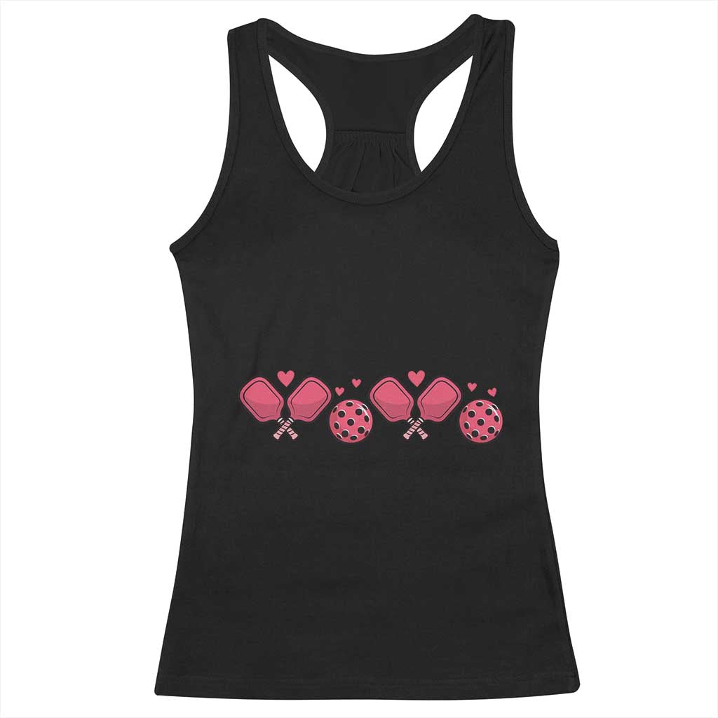 Funny Valentine's Day Xoxo Pink Pickleball Racerback Tank Top TS11 Black Print Your Wear