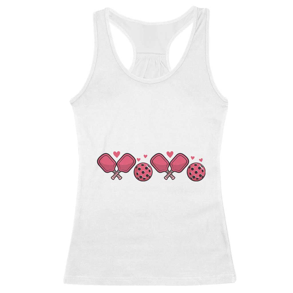 Funny Valentine's Day Xoxo Pink Pickleball Racerback Tank Top TS11 White Print Your Wear