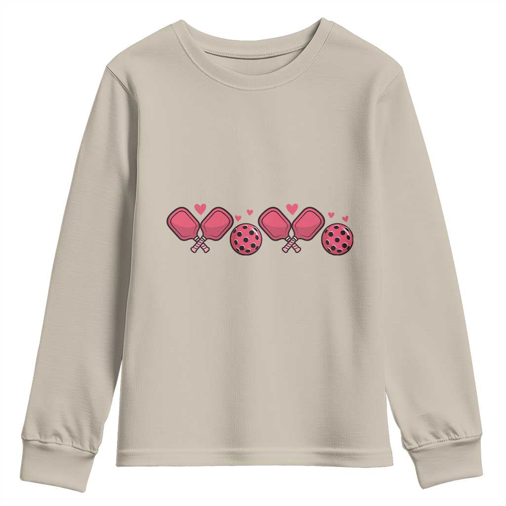 Funny Valentine's Day Xoxo Pink Pickleball Youth Sweatshirt TS11 Sand Print Your Wear