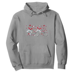 Funny Valentine's Day Nurse Doctor Hoodie Heart Stethoscope TS11 Sport Gray Print Your Wear