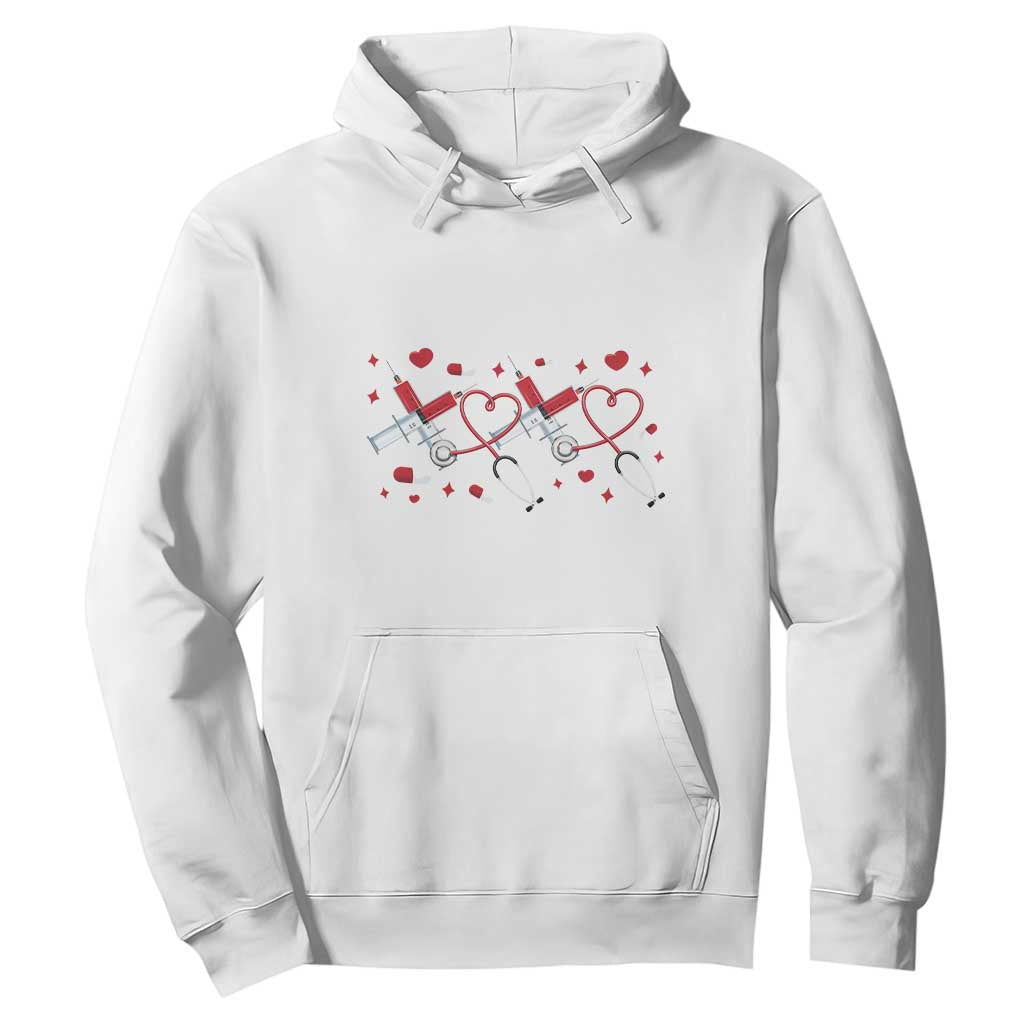 Funny Valentine's Day Nurse Doctor Hoodie Heart Stethoscope TS11 White Print Your Wear