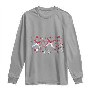 Funny Valentine's Day Nurse Doctor Long Sleeve Shirt Heart Stethoscope TS11 Sport Gray Print Your Wear