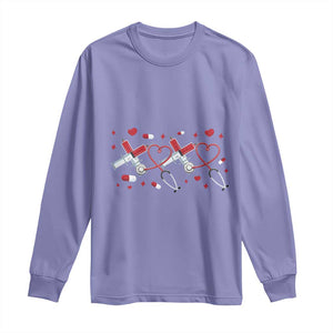 Funny Valentine's Day Nurse Doctor Long Sleeve Shirt Heart Stethoscope TS11 Violet Print Your Wear