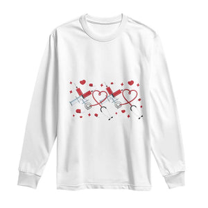 Funny Valentine's Day Nurse Doctor Long Sleeve Shirt Heart Stethoscope TS11 White Print Your Wear