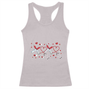 Funny Valentine's Day Nurse Doctor Racerback Tank Top Heart Stethoscope TS11 Ice Gray Print Your Wear