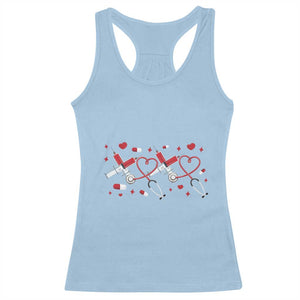 Funny Valentine's Day Nurse Doctor Racerback Tank Top Heart Stethoscope TS11 Light Blue Print Your Wear