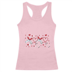 Funny Valentine's Day Nurse Doctor Racerback Tank Top Heart Stethoscope TS11 Light Pink Print Your Wear