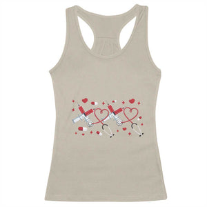 Funny Valentine's Day Nurse Doctor Racerback Tank Top Heart Stethoscope TS11 Sand Print Your Wear