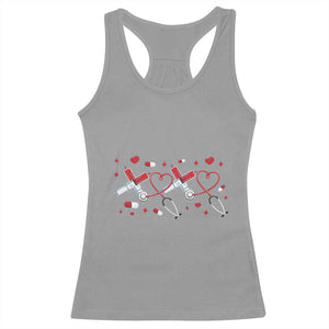 Funny Valentine's Day Nurse Doctor Racerback Tank Top Heart Stethoscope TS11 Sport Gray Print Your Wear