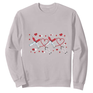 Funny Valentine's Day Nurse Doctor Sweatshirt Heart Stethoscope TS11 Ice Gray Print Your Wear