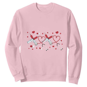 Funny Valentine's Day Nurse Doctor Sweatshirt Heart Stethoscope TS11 Light Pink Print Your Wear