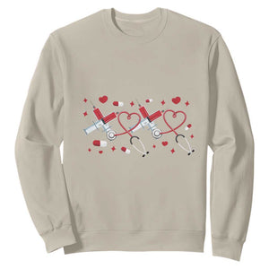 Funny Valentine's Day Nurse Doctor Sweatshirt Heart Stethoscope TS11 Sand Print Your Wear