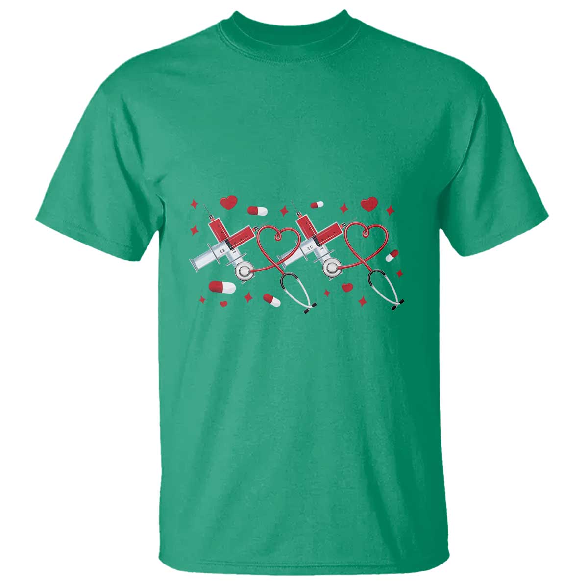 Funny Valentine's Day Nurse Doctor T Shirt Heart Stethoscope TS11 Irish Green Print Your Wear