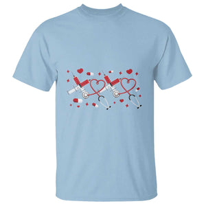 Funny Valentine's Day Nurse Doctor T Shirt Heart Stethoscope TS11 Light Blue Print Your Wear