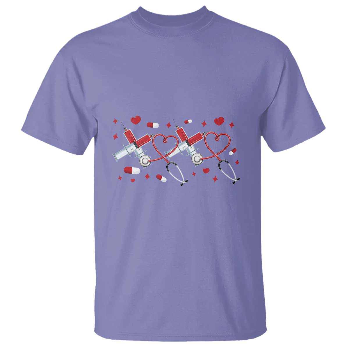 Funny Valentine's Day Nurse Doctor T Shirt Heart Stethoscope TS11 Violet Print Your Wear