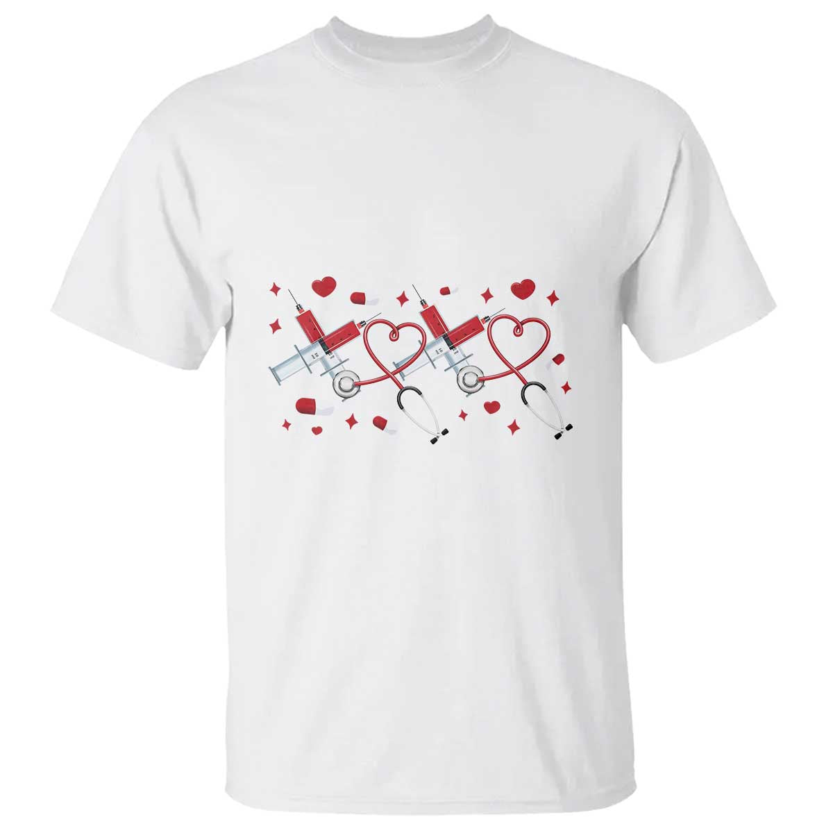 Funny Valentine's Day Nurse Doctor T Shirt Heart Stethoscope TS11 White Print Your Wear