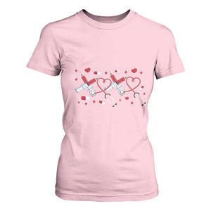 Funny Valentine's Day Nurse Doctor T Shirt For Women Heart Stethoscope TS11 Light Pink Print Your Wear