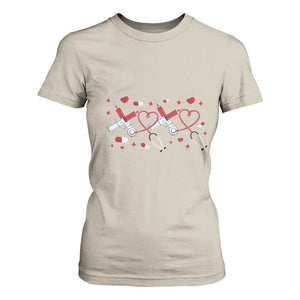 Funny Valentine's Day Nurse Doctor T Shirt For Women Heart Stethoscope TS11 Sand Print Your Wear