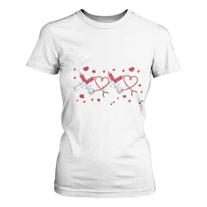 Funny Valentine's Day Nurse Doctor T Shirt For Women Heart Stethoscope TS11 White Print Your Wear