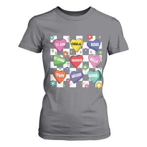 Funny Spanish Candy Heart Valentine's Day T Shirt For Women TS11 Charcoal Print Your Wear