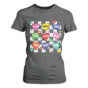 Funny Spanish Candy Heart Valentine's Day T Shirt For Women TS11 Dark Heather Print Your Wear