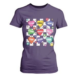 Funny Spanish Candy Heart Valentine's Day T Shirt For Women TS11 Purple Print Your Wear