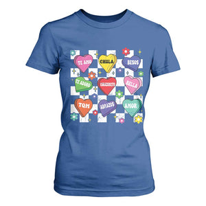 Funny Spanish Candy Heart Valentine's Day T Shirt For Women TS11 Royal Blue Print Your Wear