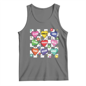 Funny Spanish Candy Heart Valentine's Day Tank Top TS11 Black Heather Print Your Wear