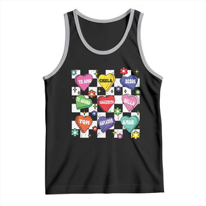 Funny Spanish Candy Heart Valentine's Day Tank Top TS11 Black Athletic Heather Print Your Wear