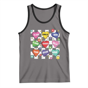 Funny Spanish Candy Heart Valentine's Day Tank Top TS11 Deep Heather Black Print Your Wear