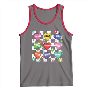 Funny Spanish Candy Heart Valentine's Day Tank Top TS11 Deep Heather Red Print Your Wear