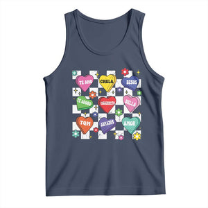 Funny Spanish Candy Heart Valentine's Day Tank Top TS11 Navy Print Your Wear