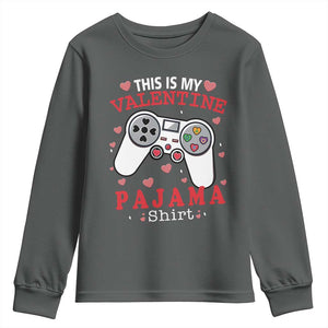 Funny Valentine's Day Gaming Youth Sweatshirt This Is My Valentine Pajama Shirt Game Console TS11 Dark Heather Print Your Wear