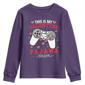 Funny Valentine's Day Gaming Youth Sweatshirt This Is My Valentine Pajama Shirt Game Console TS11 Purple Print Your Wear