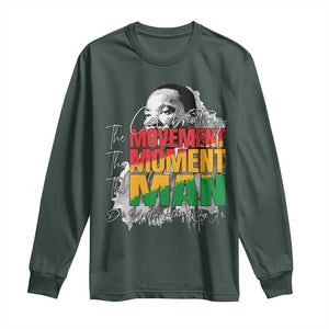 Dr Martin Luther King Jr Long Sleeve Shirt Celebrating The Movement Moment The Man TS11 Dark Forest Green Print Your Wear