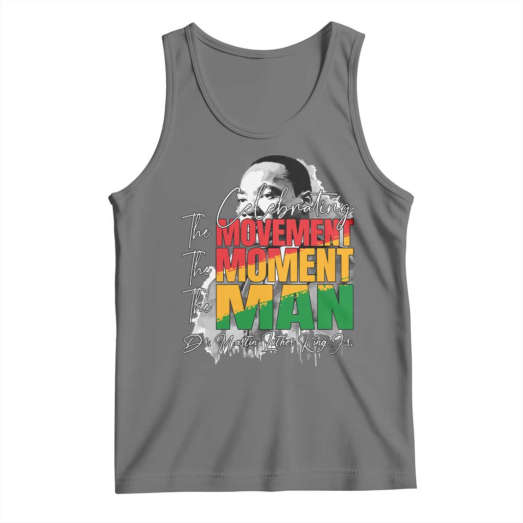 Dr Martin Luther King Jr Tank Top Celebrating The Movement Moment The Man TS11 Black Heather Print Your Wear