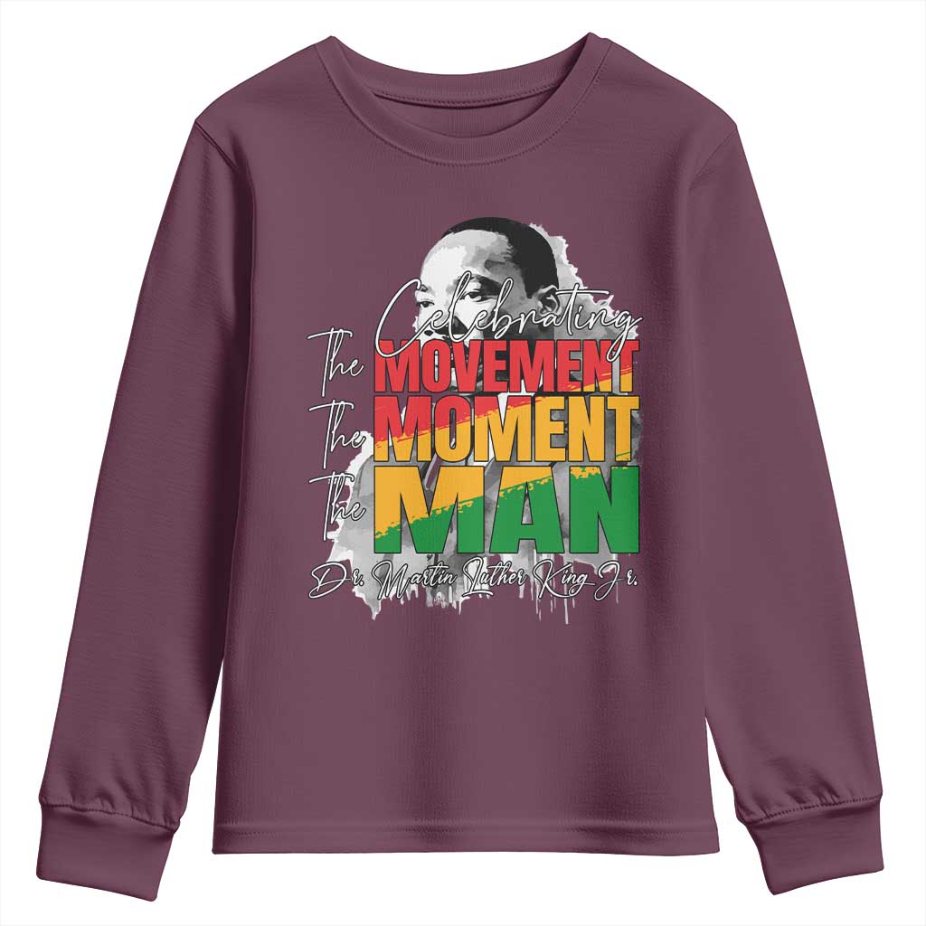 Dr Martin Luther King Jr Youth Sweatshirt Celebrating The Movement Moment The Man TS11 Maroon Print Your Wear