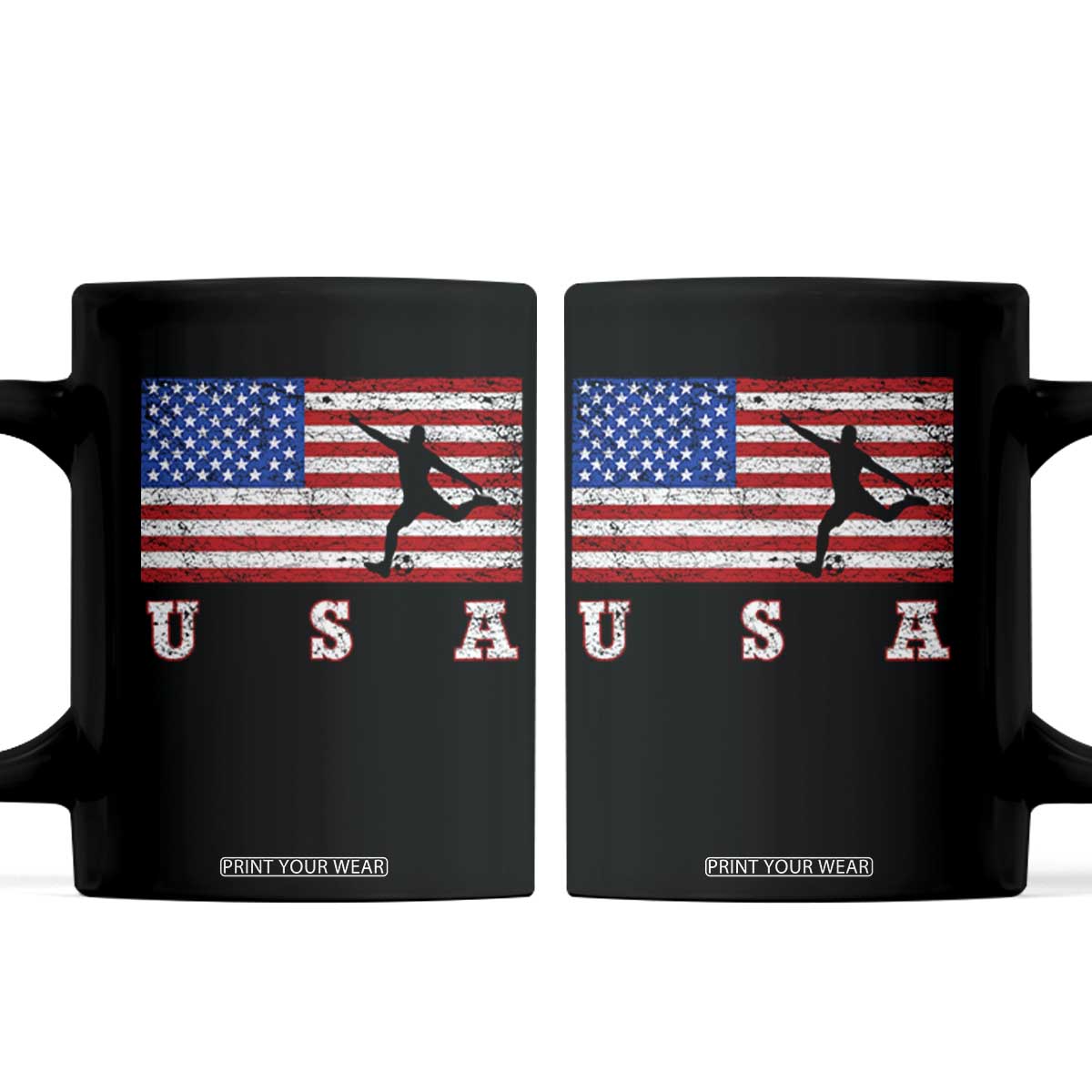 Patriotic Soccer Coffee Mug USA American Flag Team TS11 Black Print Your Wear