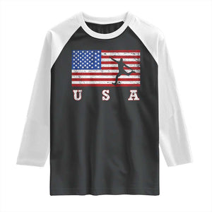Patriotic Soccer Raglan Shirt USA American Flag Team TS11 Black White Print Your Wear