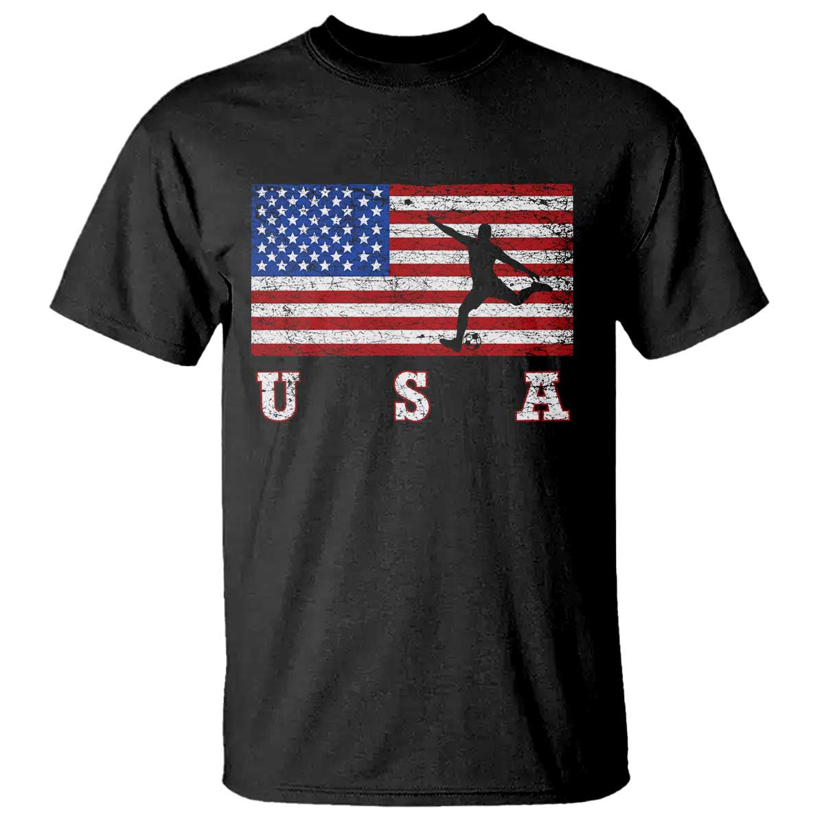 Patriotic Soccer T Shirt USA American Flag Team TS11 Black Print Your Wear