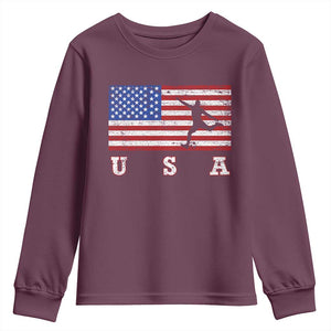 Patriotic Soccer Youth Sweatshirt USA American Flag Team TS11 Maroon Print Your Wear
