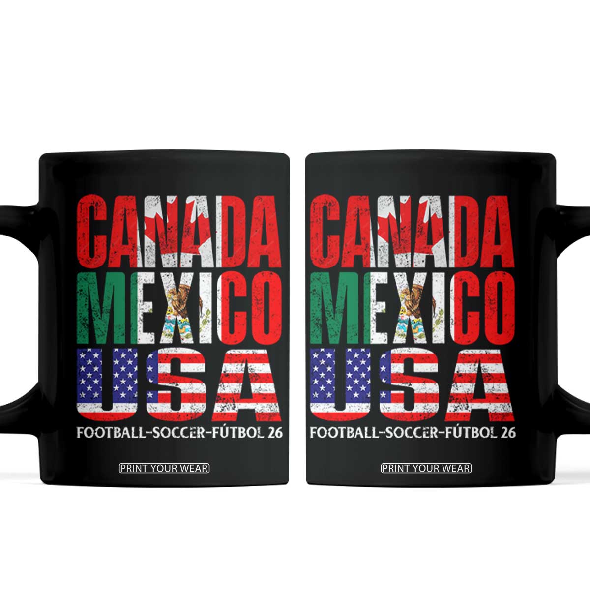 Soccer Lover Coffee Mug Canada Mexico USA Pride Football Futbol 2026 TS11 Black Print Your Wear
