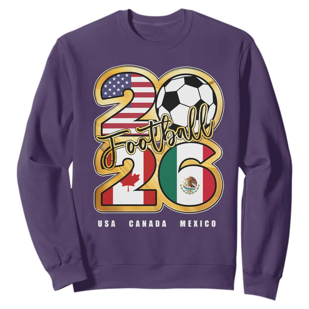 Soccer Football Lover Sweatshirt USA Canada Mexico Pride 2026 TS11 Purple Print Your Wear