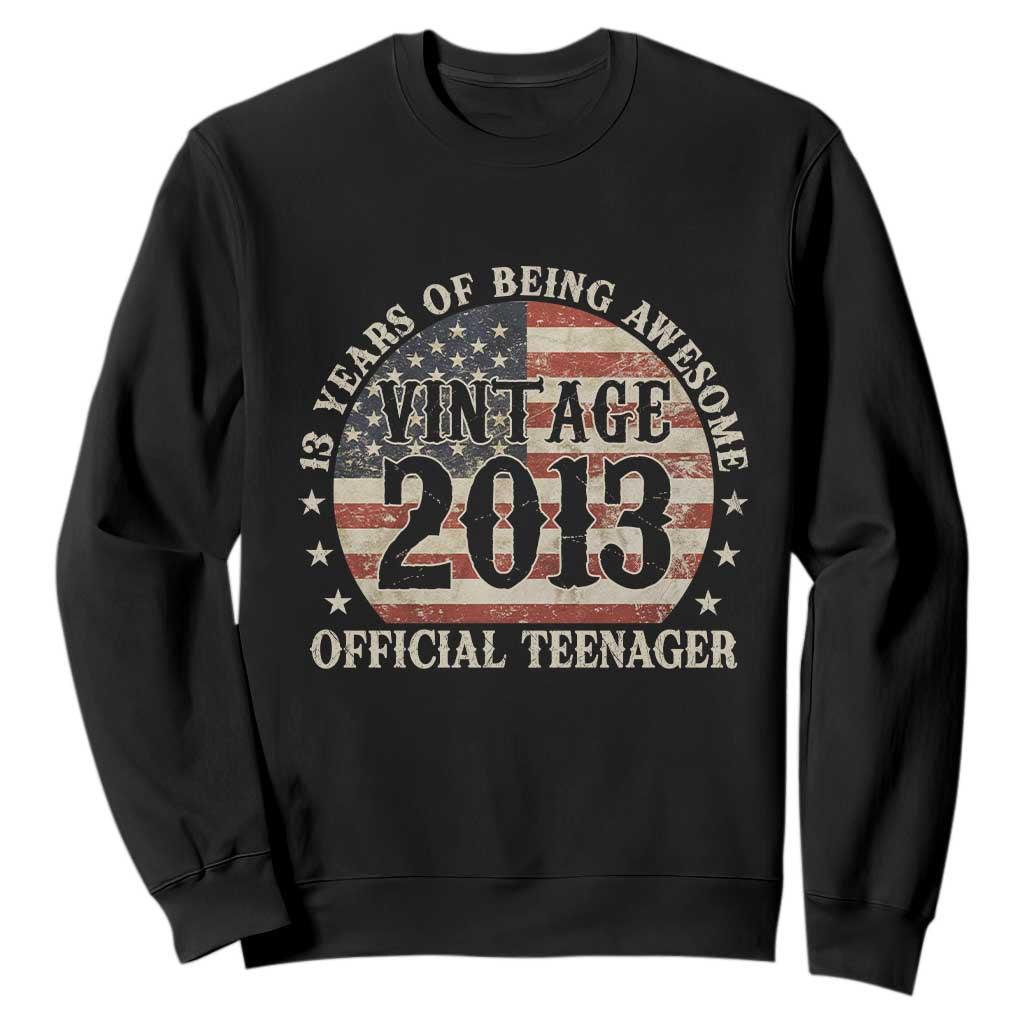 13th Birthday 2026 Sweatshirt Vintage 2013 Official Teenager 13 Years Of Being Awesome TS11 Black Print Your Wear